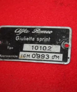 Targhetta identificativa IGM Giulietta Sprint